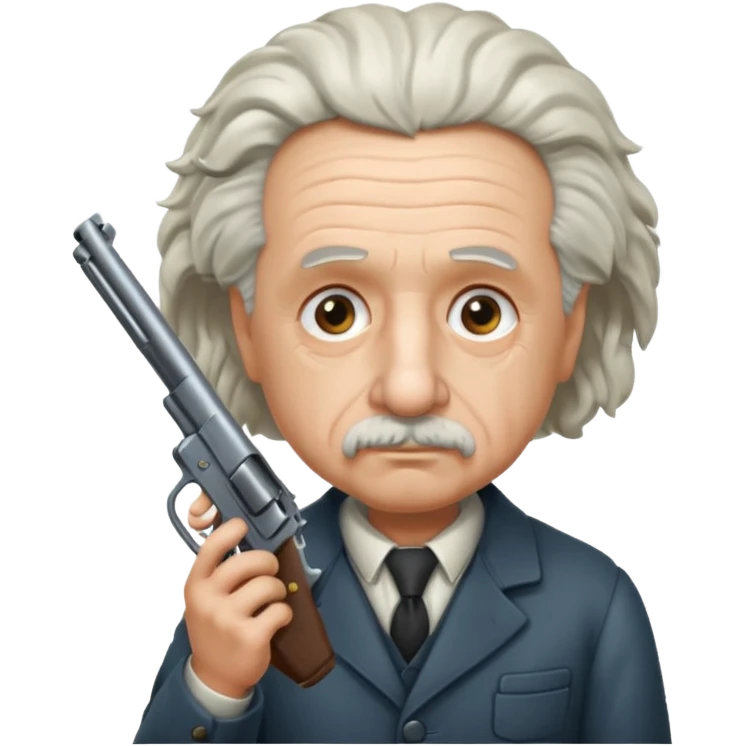 Albert Einstein holding a gun emoji
