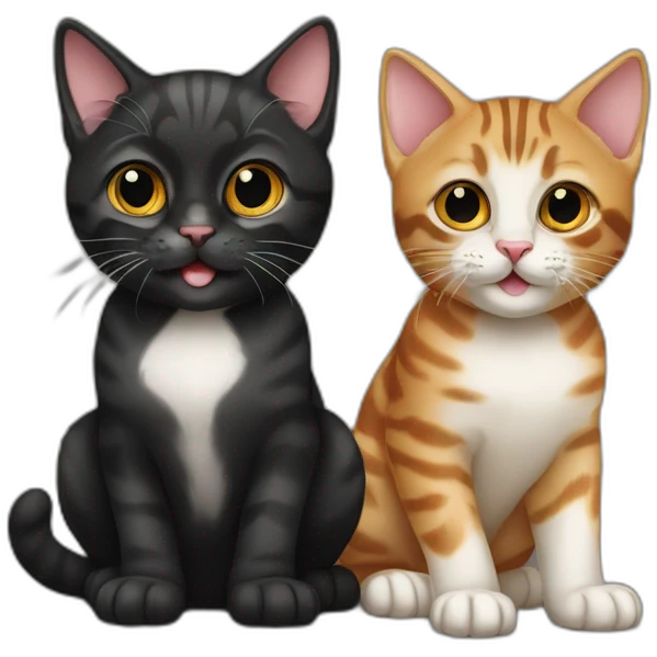 two-cats-bengal-and-cat-black-kitten-together emoji