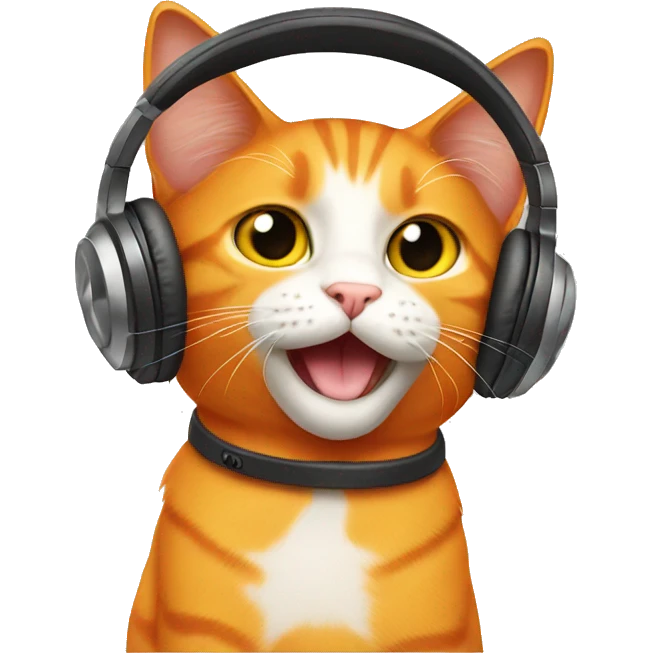 An orange cat wearing headphones emoji