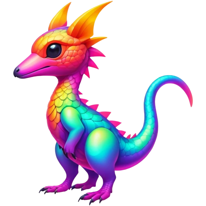 Tropical futuristic lush warm-colored modern colorful neon-colored Fakémon-Trico-creature emoji