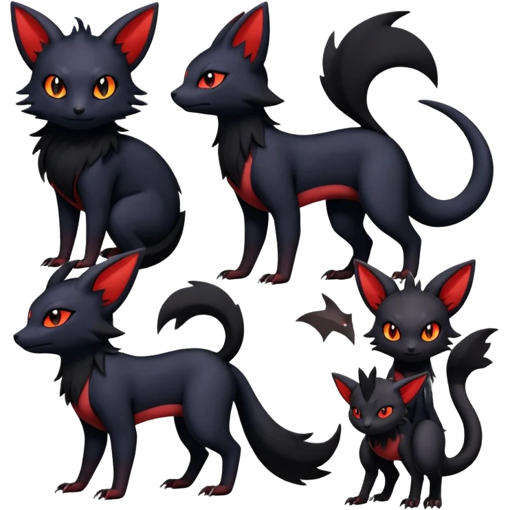 Salandit-Umbreon-Litten-Zorua-Noibat-Fakémon-hybrid-creature (full body)  emoji