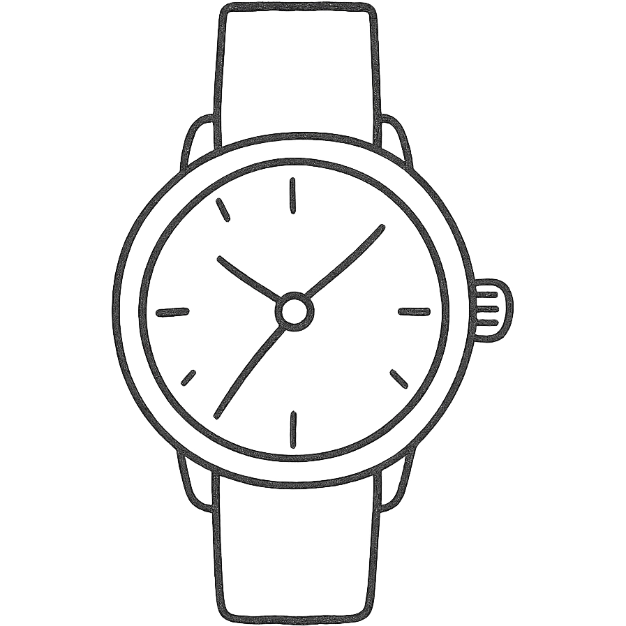 watch, sketchy and playful, hand drawn outline icon style emoji