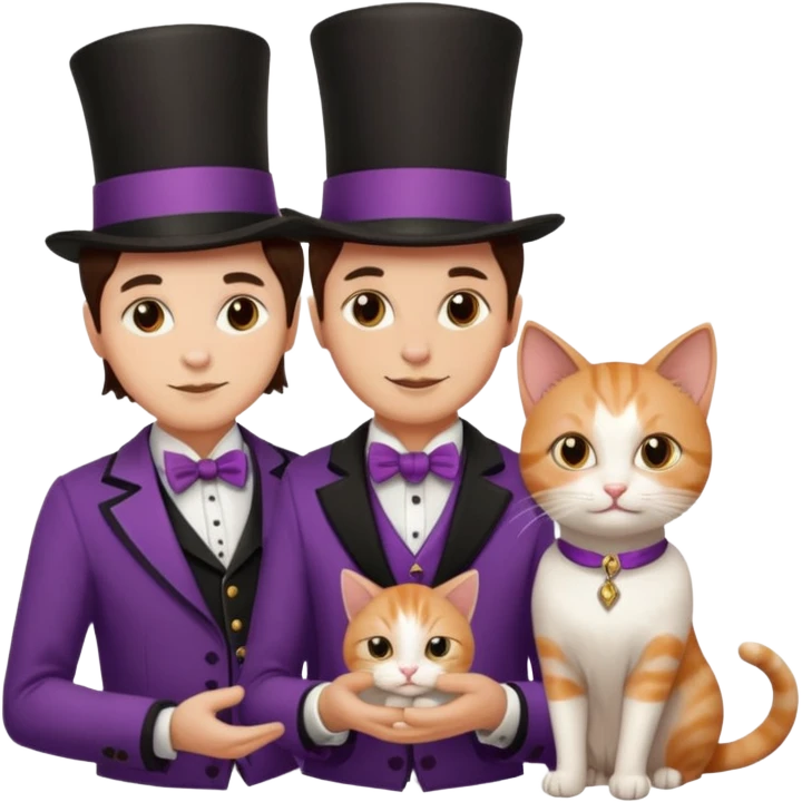 magician couple and their pet cat emoji