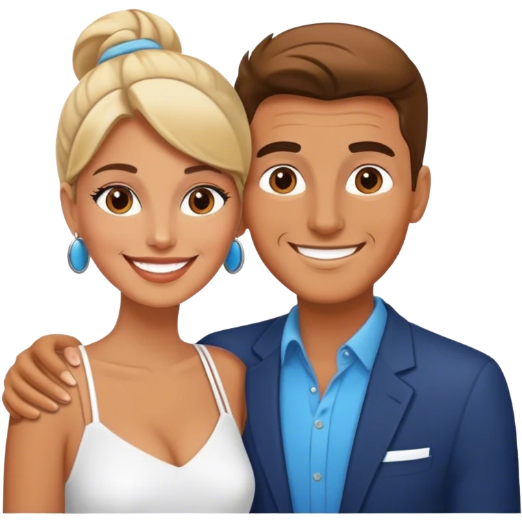 Couple with smiles and style emoji