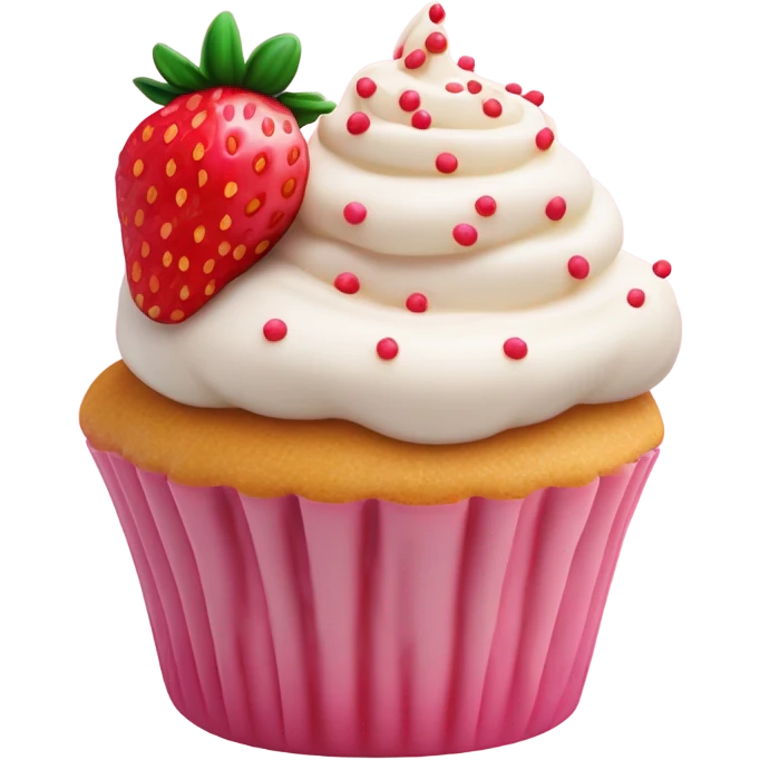 Strawberry Cupcake with cheesecake frosting  emoji