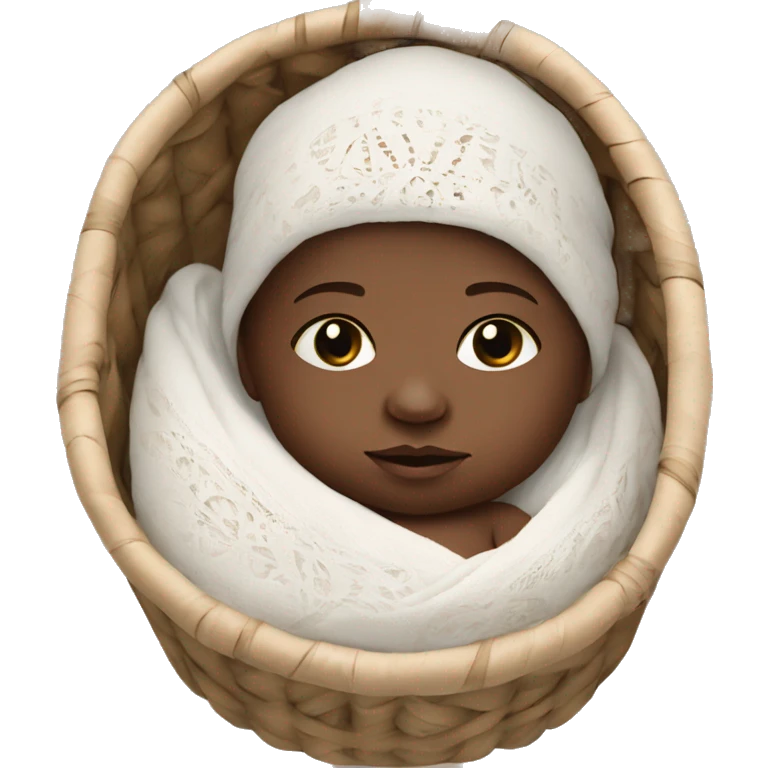 white skin newborn in boho cradle emoji