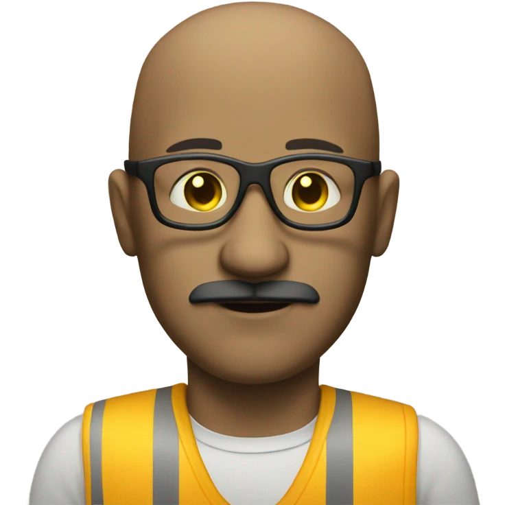 A bald guy with a moustache and yellow construction glasses  in the subway emoji