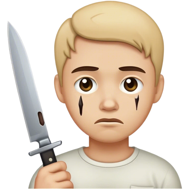 Sad face with knife emoji