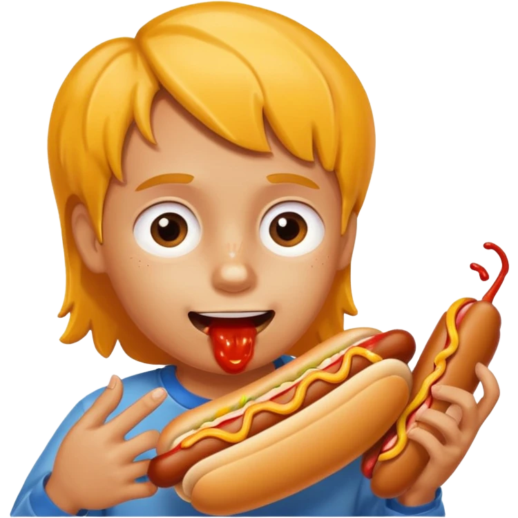 hotdog eating kid emoji