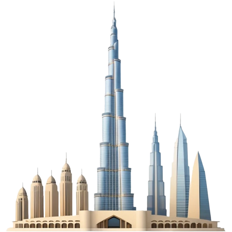 Burj Khalifa, light beige, modern minimalism, view with desert background, emoji style emoji