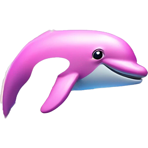 Pink dolphins with unicorn horns jumping out of the water with a sunset and rainbow in the backround  emoji