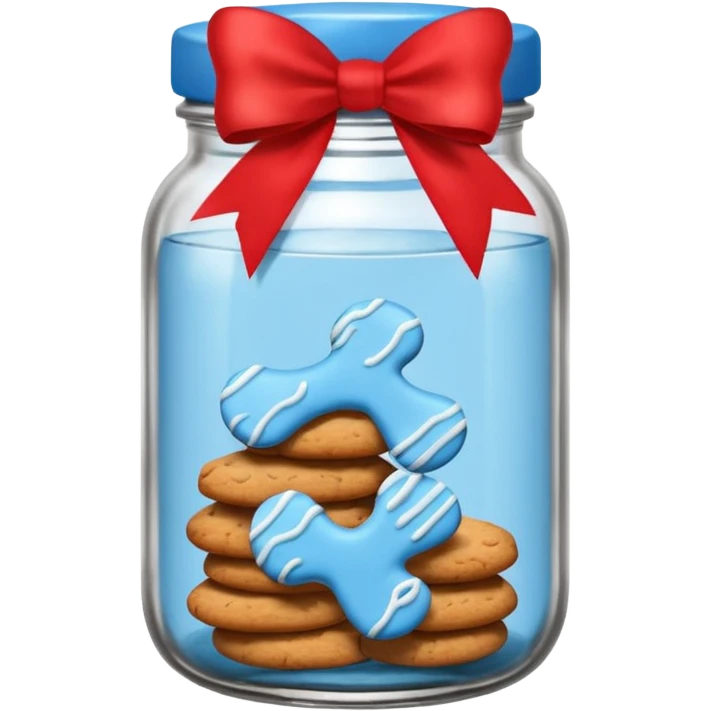 Blue Ginger biscuits in a jar with a bow emoji