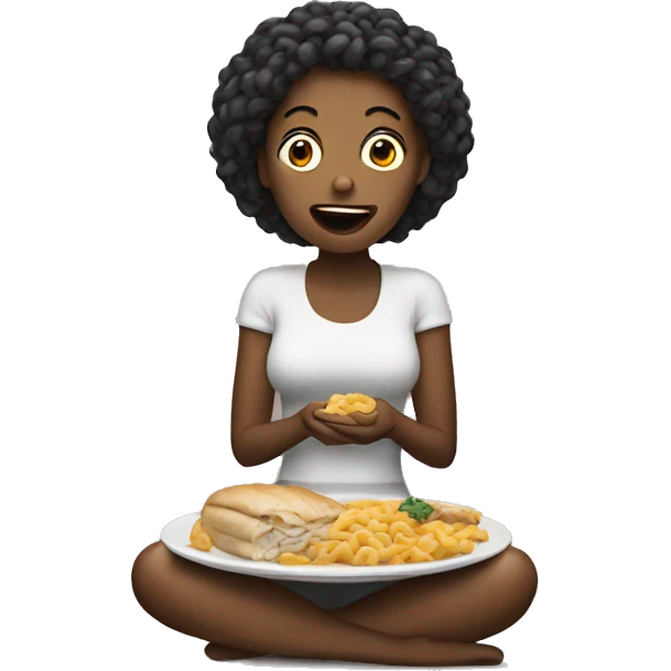 Woman eating a lot emoji