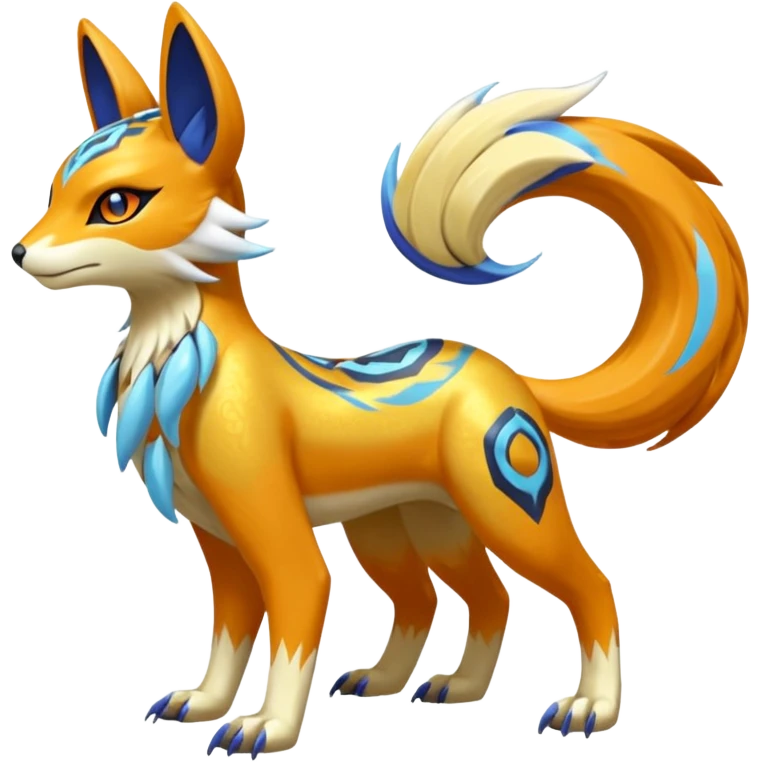 Tribal Exotic Meloetta-Lombax-Renamon-Protogen-Palkia-hybrid-fusion-Fakémon-creature, full body emoji