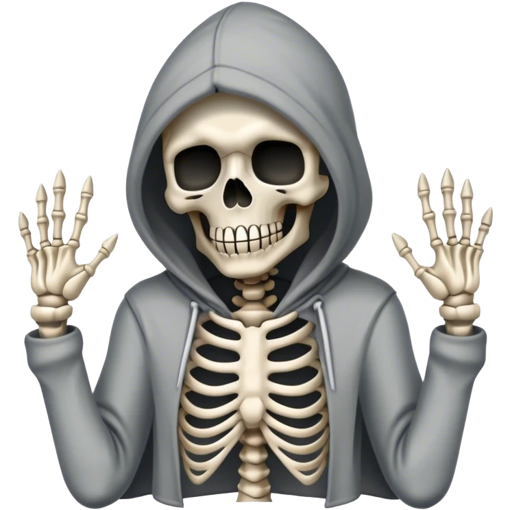 rock skeleton in hood emoji