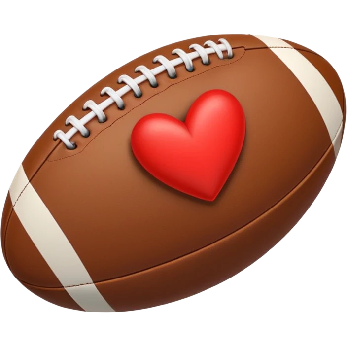A rugby ball with a red heart next to it  emoji