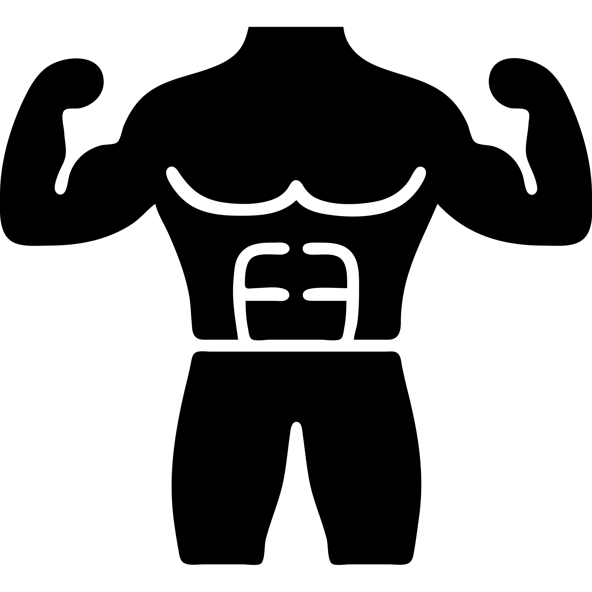 Minimalistic flat Apple iOS icon. Isolated muscle groups (chest, biceps, quadriceps) shown as separate colored or outlined anatomical shapes, no human silhouette, white or transparent background, no extra elements. emoji