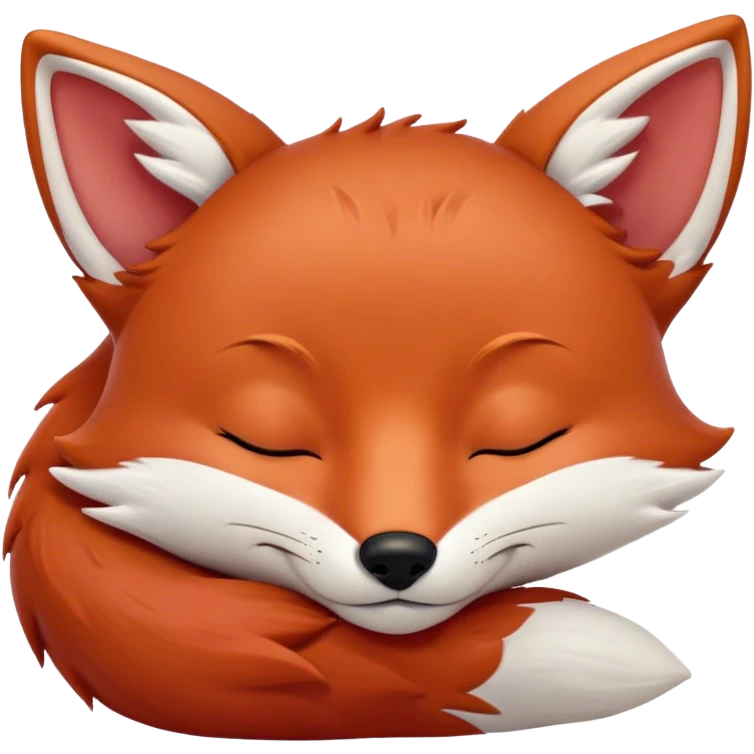 Meme-Worthy Cute Sleeping Fox Portrait Emoji, Head resting peacefully with a contented smile, showcasing a lithe build and a luxuriously soft red Fur with gentle white accents, eyes shut in a serene, restful nap, Simplified yet hilariously adorable features, highly detailed, glowing with a soft, drowsy light, high shine, relaxed and utterly lovable, stylized with an air of playful laziness, bright and heartwarming, soft glowing outline, capturing the essence of a comically sleepy fox, so meme-worthy it feels like it could instantly become the next viral sensation of adorable woodland slumber! emoji
