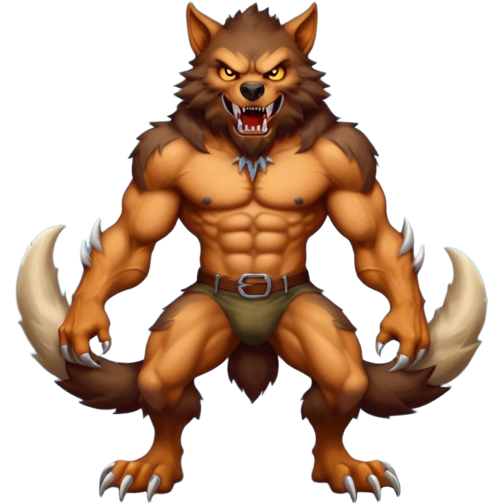 Werewolf mixed with a monster  full body emoji