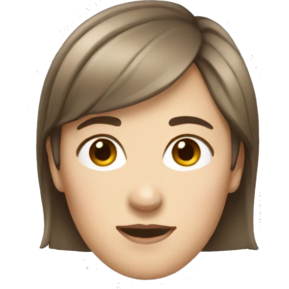 iOS woman with short and brown hair, emoji, androgynous emoji