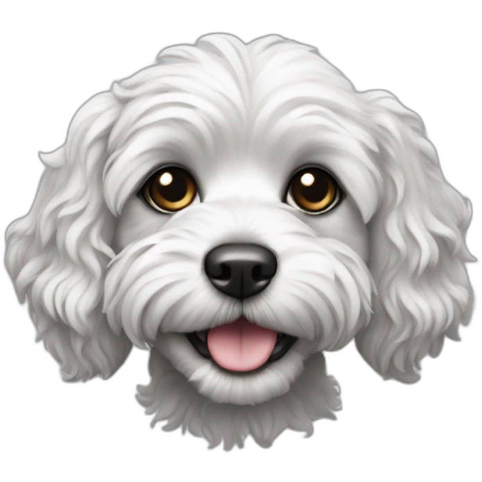 black and white Cavapoo dog emoji