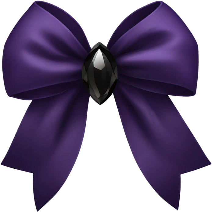Dark purple bow with dark black gem on the bow middle goth bow emoji
