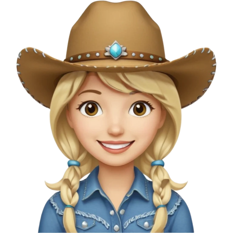 cowgirl with really cool cowgirl hat smiling emoji