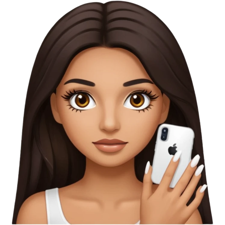 Baddie Latina emoji with fake lashes and white nails emoji