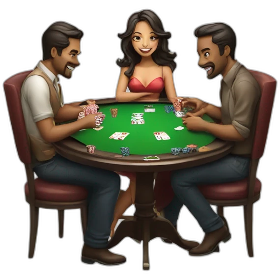 4 man and 4 woman plays poker emoji