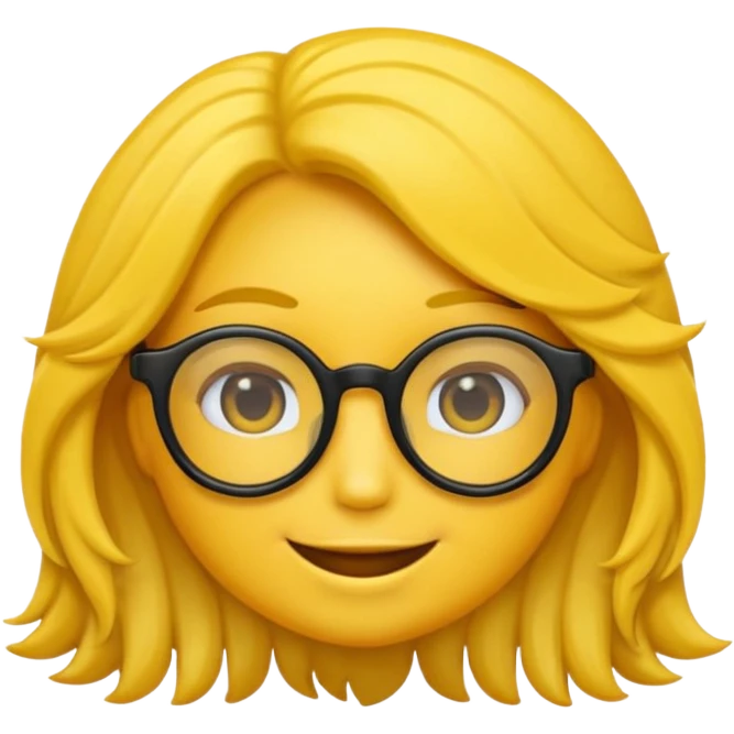 Realiza un emoticon amarillo sonriente, con lentes oscuros y cabello rizado negro emoji