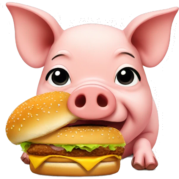Pig eating burger emoji