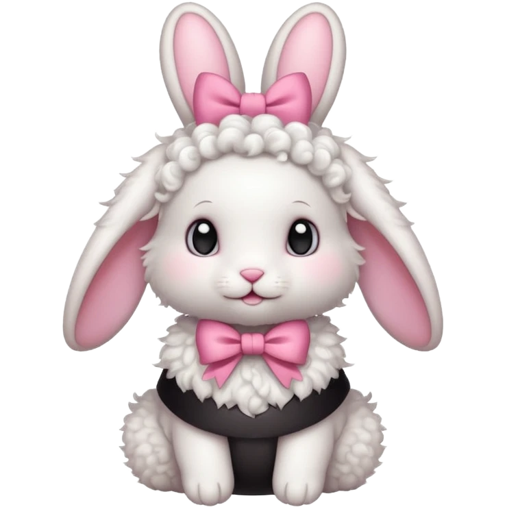 curly white bunny with pink bow emoji