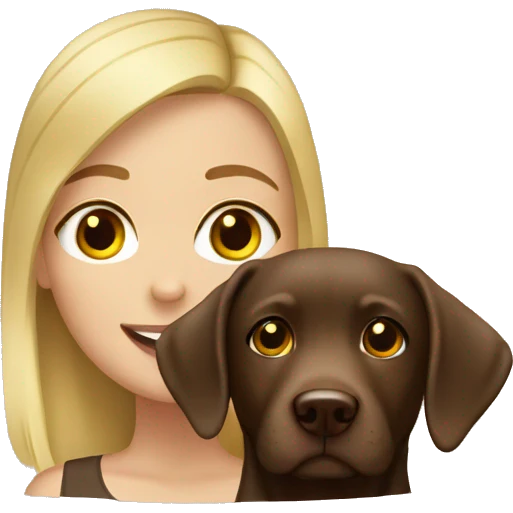 Blonde girl with chocolate Labrador emoji