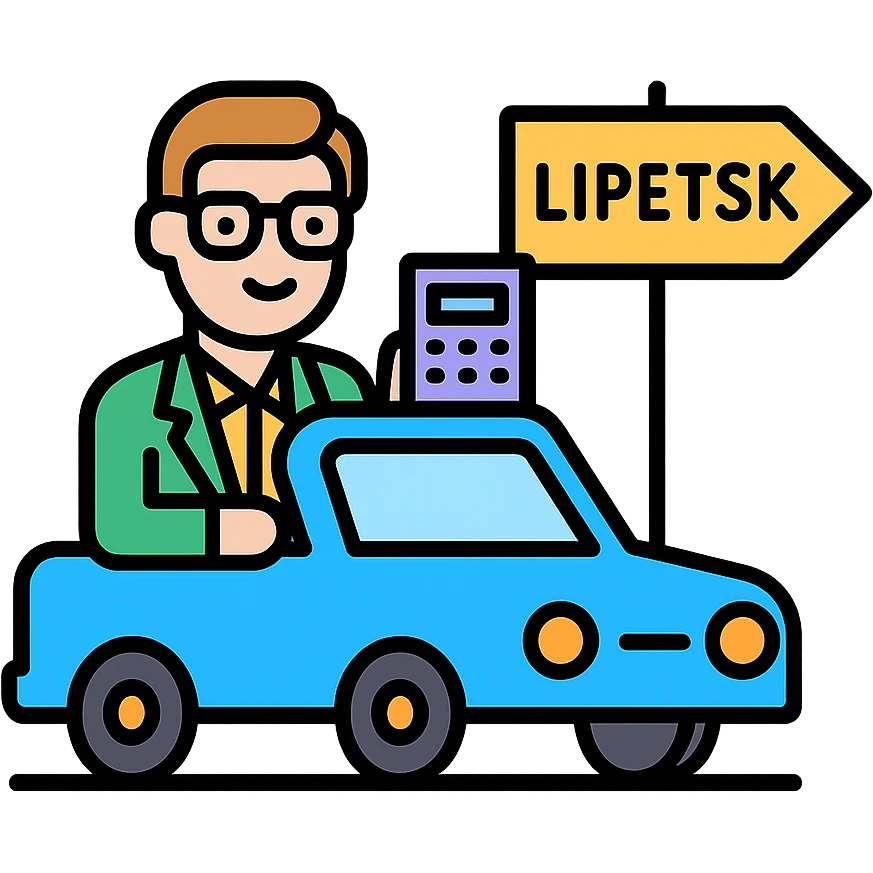 Accountant in blue car drive to Lipetsk emoji