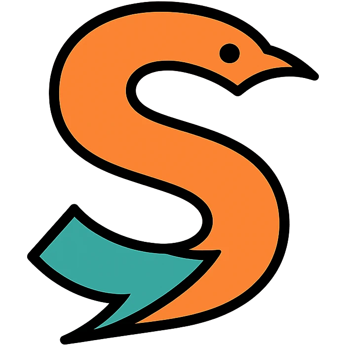 stylized S letter resembling a swift bird, modern logo, white background emoji