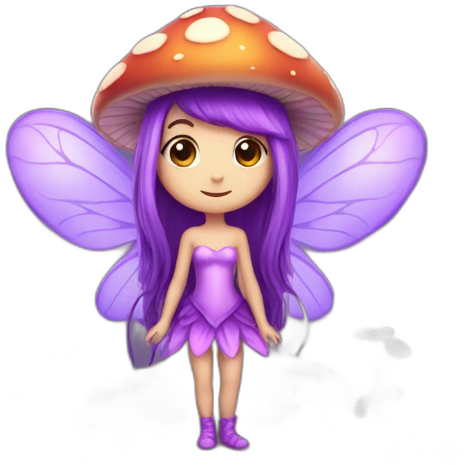Cute purple mushroom fairy with long hair emoji