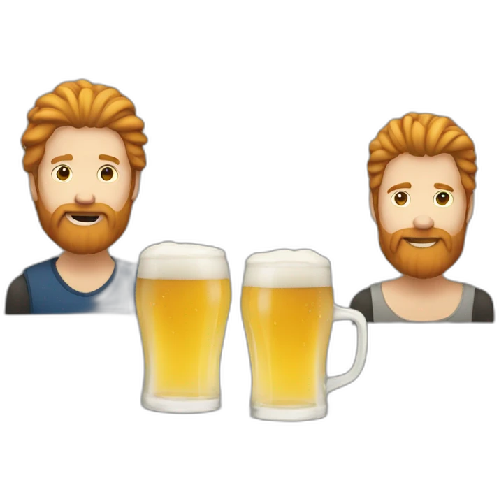 Man with a ginger beard and a mullet drinking a beer emoji