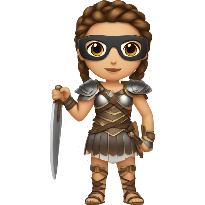Girl gladiator with French braids, brown hair and sunglasses emoji