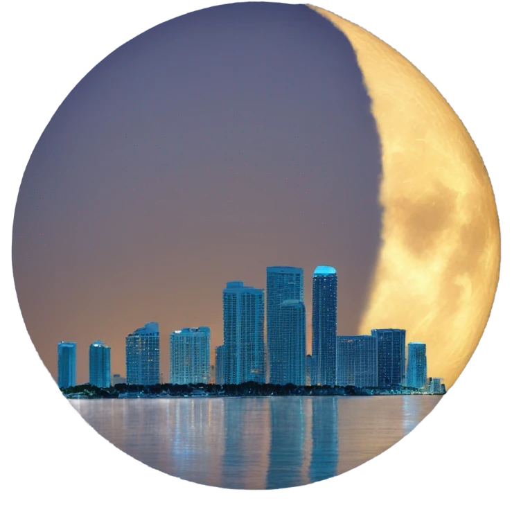 Blue moon arising over Miami emoji
