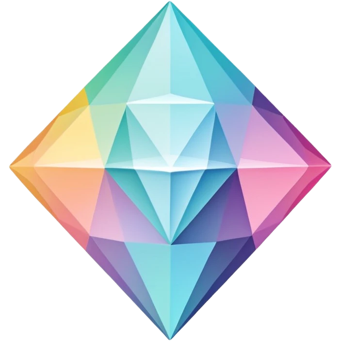 A sleek diamond logo with a black outline, set against a pastel gradient in four different colors. Smaller diamonds surround it, forming a larger diamond pattern. Playful yet polished, perfect for branding or digital media. emoji