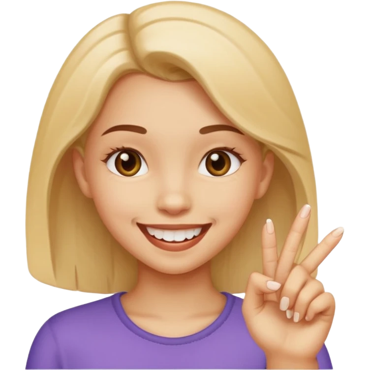 girl who bites the tip of her finger and smiles emoji