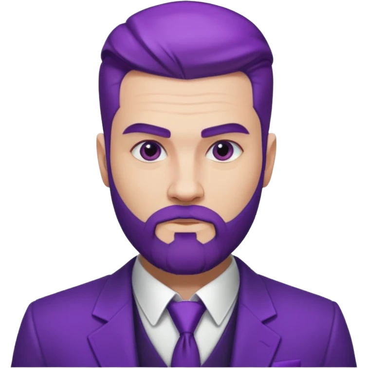 Give me png of a character having bold masculine beard and hairs with white skin which should look similar to a gangster, the colour tone should be purple emoji