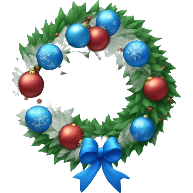 blue Christmas wreath emoji
