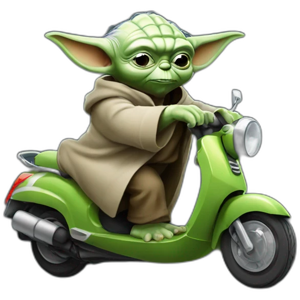Yoda sur scooter en roue arrière emoji
