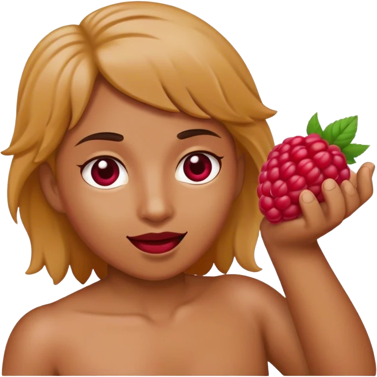 A raspberry holds the world with its hand emoji
