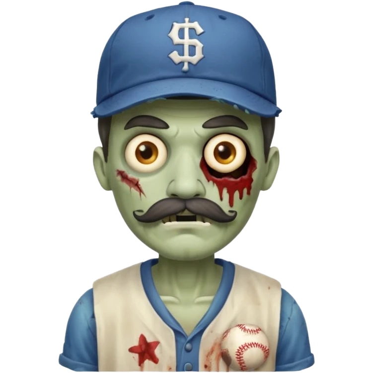 zombie with baseball hat and mustache emoji