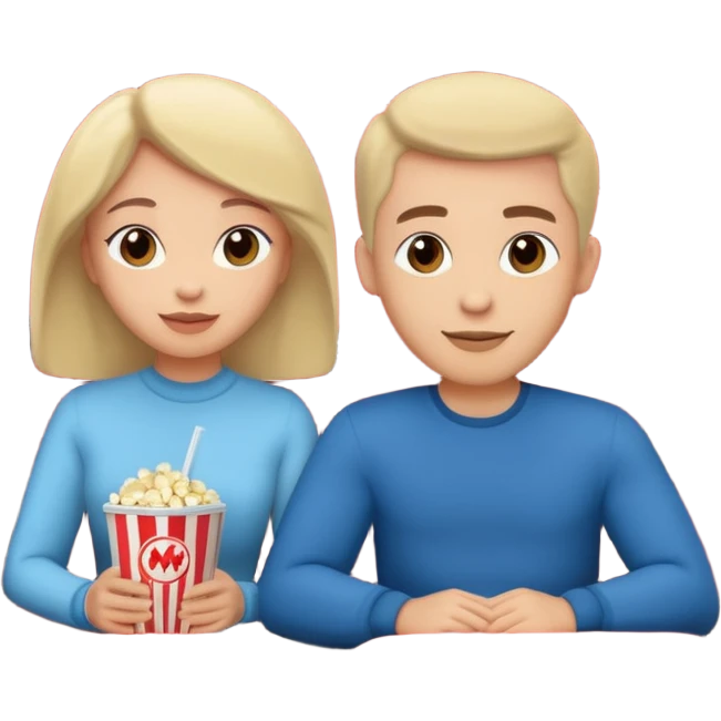 A couple sitting on a sofa inside a movie theater enjoying a film. emoji