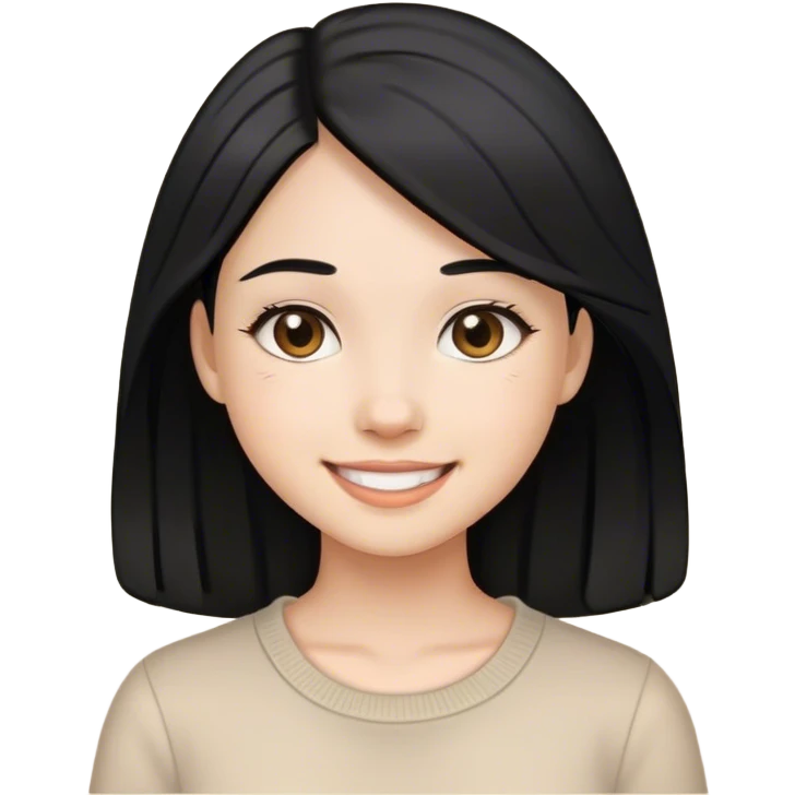 smiling girl with black hair emoji