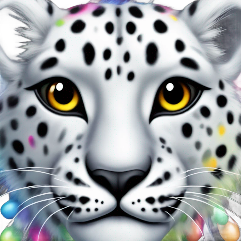 snow leopard with rainbow spots emoji