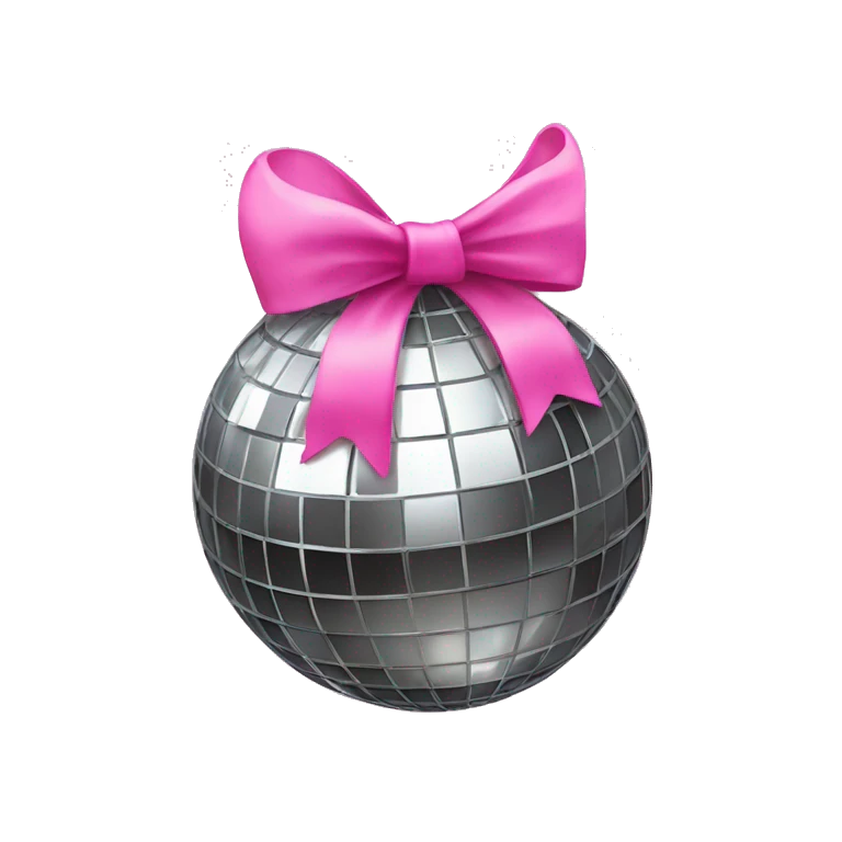 Disco ball with pink bow emoji